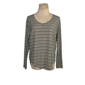 Athleta black white striped long sleeves t shirt size Small